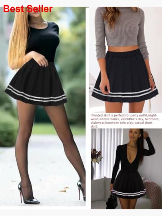 Pleated Mini Skirt with Elastic High Waist, Recycled Material - Picture 5 of 7